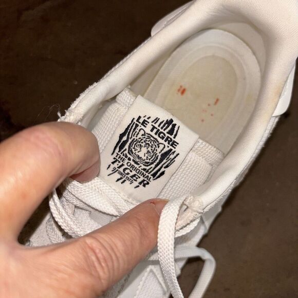 Le Tigre Women Baxter White Running Shoes 8.5 Leather Textile Tie Low Tops - Picture 8 of 9